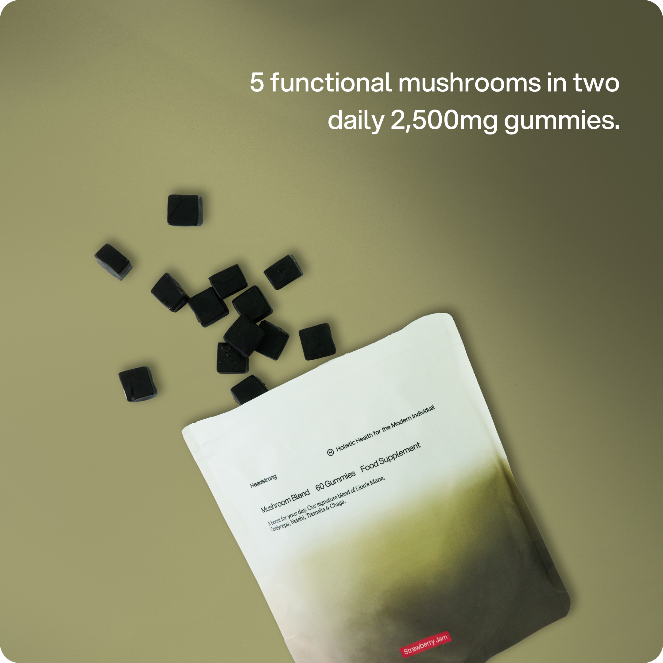 Mushroom Blend Gummy, 15 Servings - Strawberry Jam